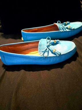 Lauren Ralph Lauren Cassady Turquoise Tassel Loafer Leather Flats Womens 8B